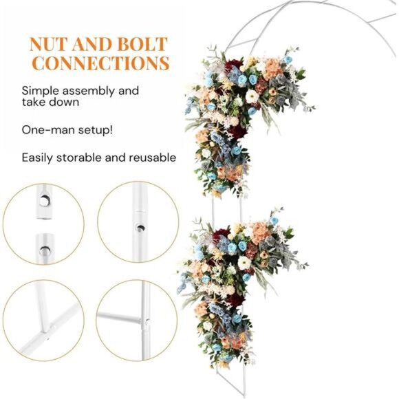 7.8ft Backdrop Stand-Balloon Arch Kit,Stable Balloon ArchFrame,Metal WeddingArch - Picture 3 of 7